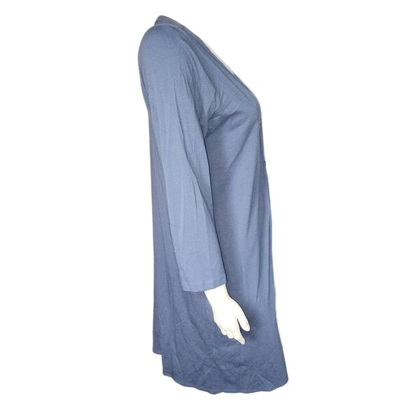 AnyBody Cardigan Womens Size M Medium Solid All Blue Long Cozy Knit Button Front - Picture 4 of 6